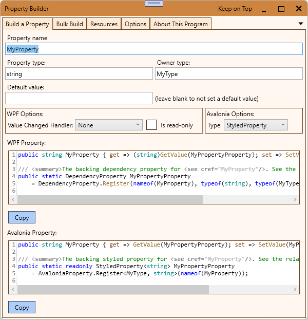 Main PropertyBuilder interface